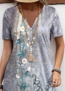 Women's Short Sleeve V-Neck Patterned Suprem Dress