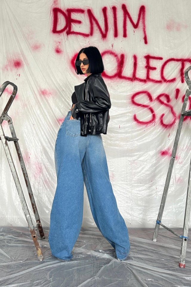 Mavi Geniş Paça Jeans Pantolon