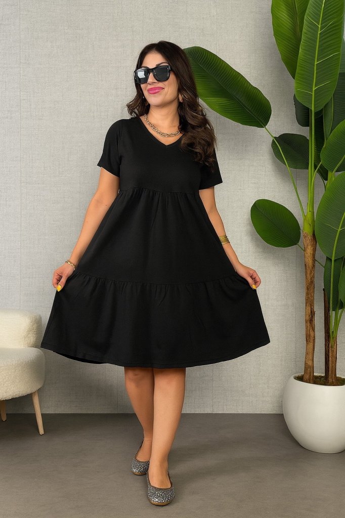 Women's Short Sleeve V-Neck Viscose Dress