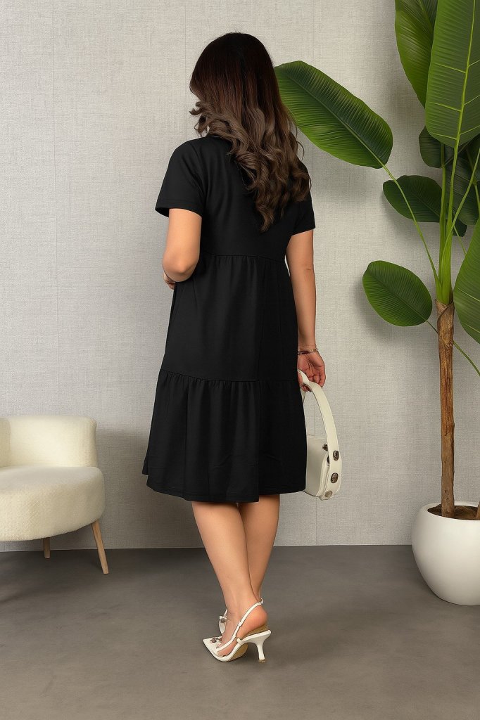 Women's Short Sleeve V-Neck Viscose Dress