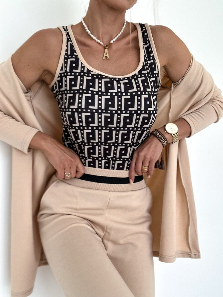 Women's Long-Sleeved Crepe Three-Piece Set