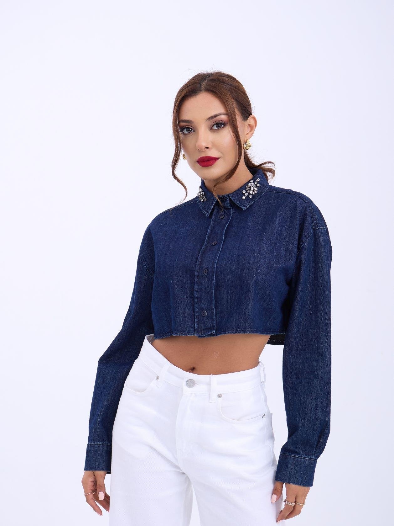 6603 KOT BLUZ-MAVİ