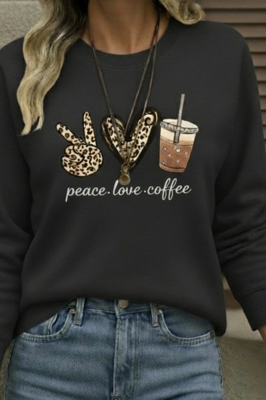 Women's Long-Sleeved Crew Neck Heart Pattern Viscose Two-Yarn Blouse