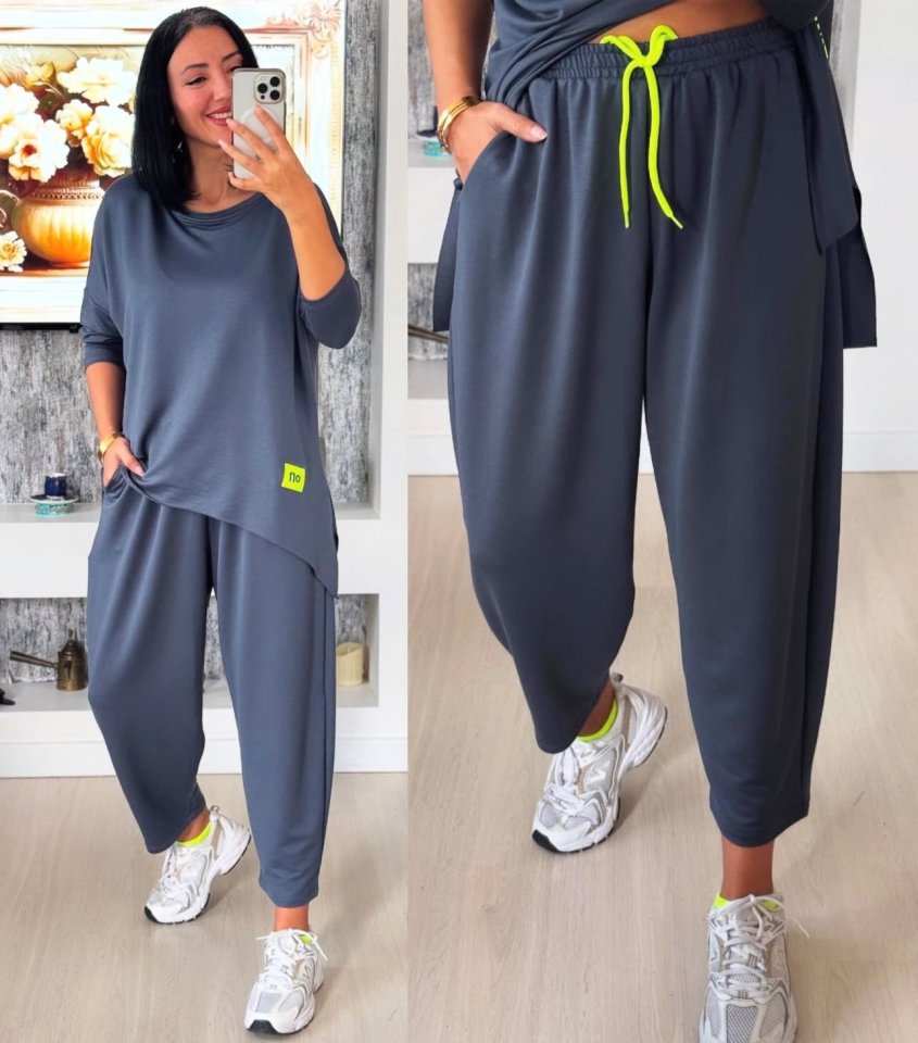 Women's Two-Thread Viscose Cotton Fabric Double Set with Emblem Detail