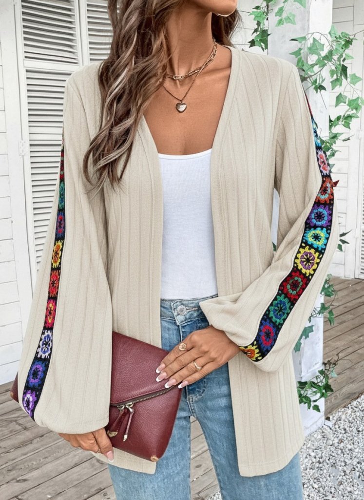 Women's Long Sleeve Open Front Brushed Ribbed Cardigan