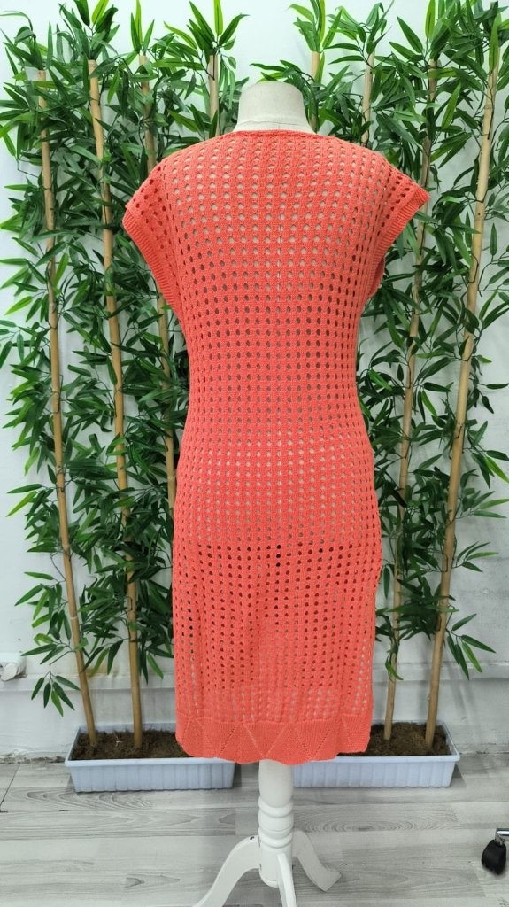 Women's Sleeveless V-Neck Side Deep Slit Midi Knit Dress