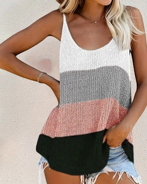 Women's Strappy Round Neck Slouchy Knit Blouse