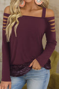 Women's Long Laser-Cut Detailed Strappy Viscose Double-Ply Blouse