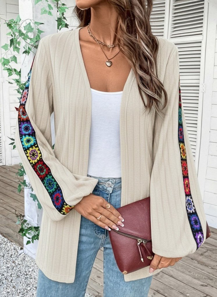 Women's Long Sleeve Open Front Brushed Ribbed Cardigan