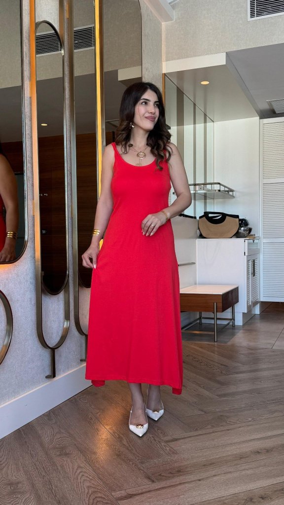 Women's Viscose Round-Neck Strappy Dress