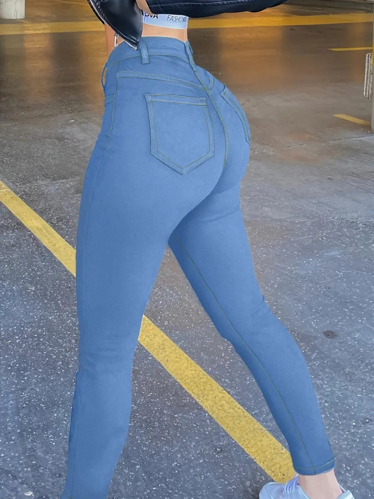 Women's High Waisted Button-Front Skinny Jeans