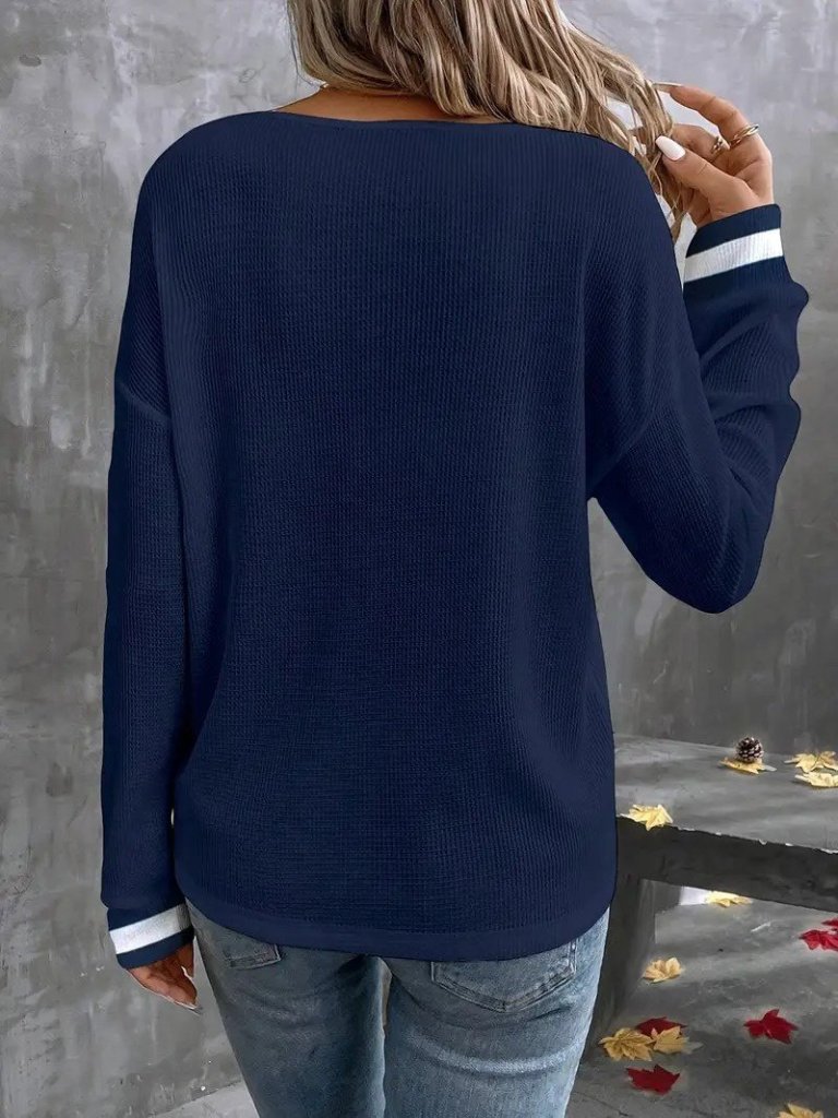 Kadın Uzun Kollu V Yakalı Waffle Bluz