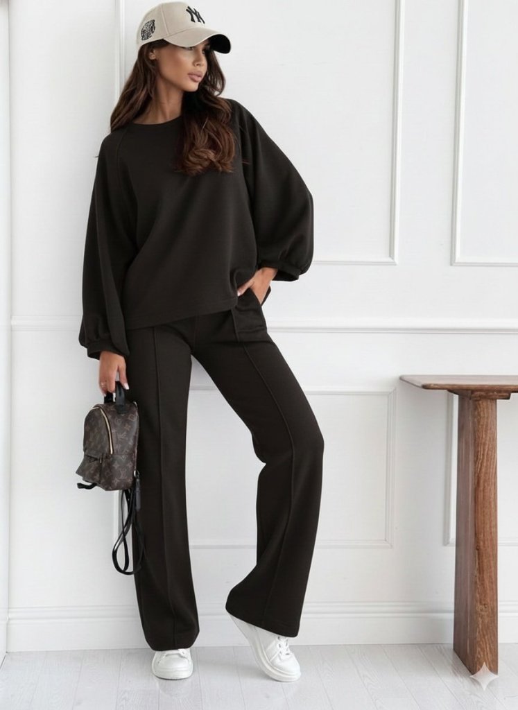 Women's Long Sleeve Loose Fit Modal Blouse and Pants Two-Piece Set