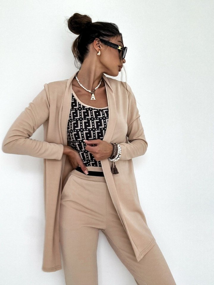 Women's Long-Sleeved Crepe Three-Piece Set