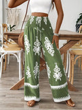 Women's High Waisted Ruched Ethnic Print Supreme Pants
