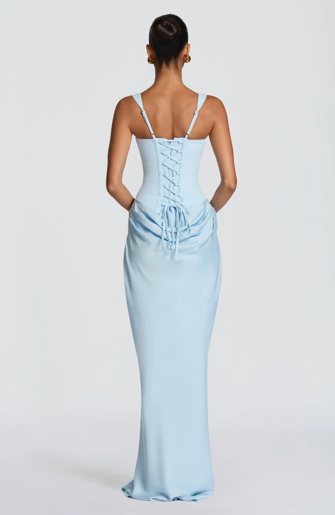 Women's Trendy Aura Satin Pleated Skirt Detail Woven Crepe Maxi Dress
