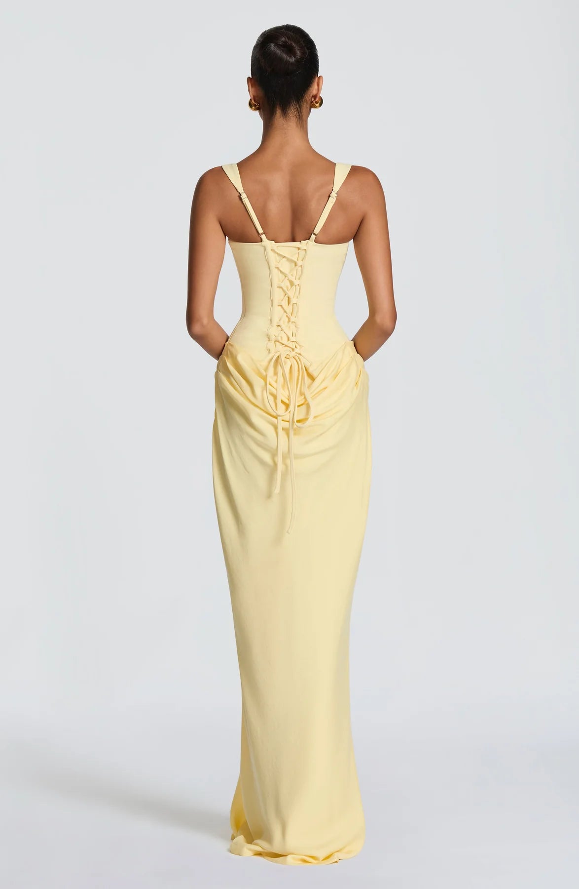 Women's Trendy Aura Satin Pleated Skirt Detail Woven Crepe Maxi Dress