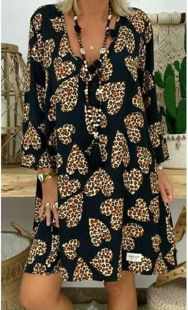 Women's Long Sleeve V-Neck Long-Sleeved Micro Midi Dress