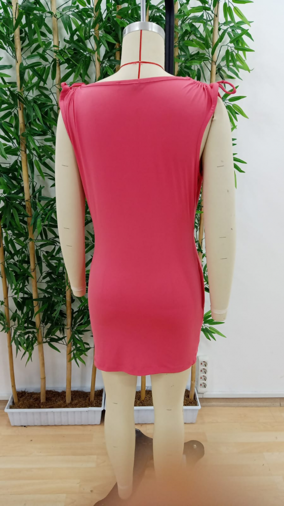 Women's Wrap Neck Gathered And Accessory Detail Sandy Mini Dress