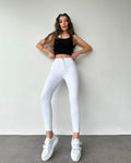 Gabardine Fabric High-Waist Trousers 94cm XL waist 36cm