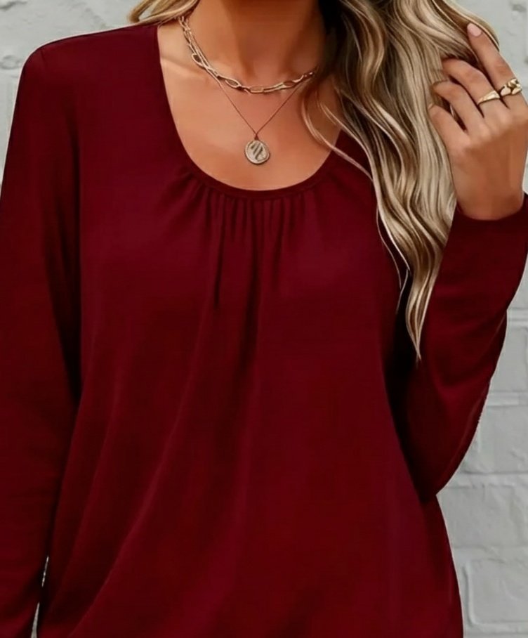Women's Long Sleeve Round Neck Viscose Blouse