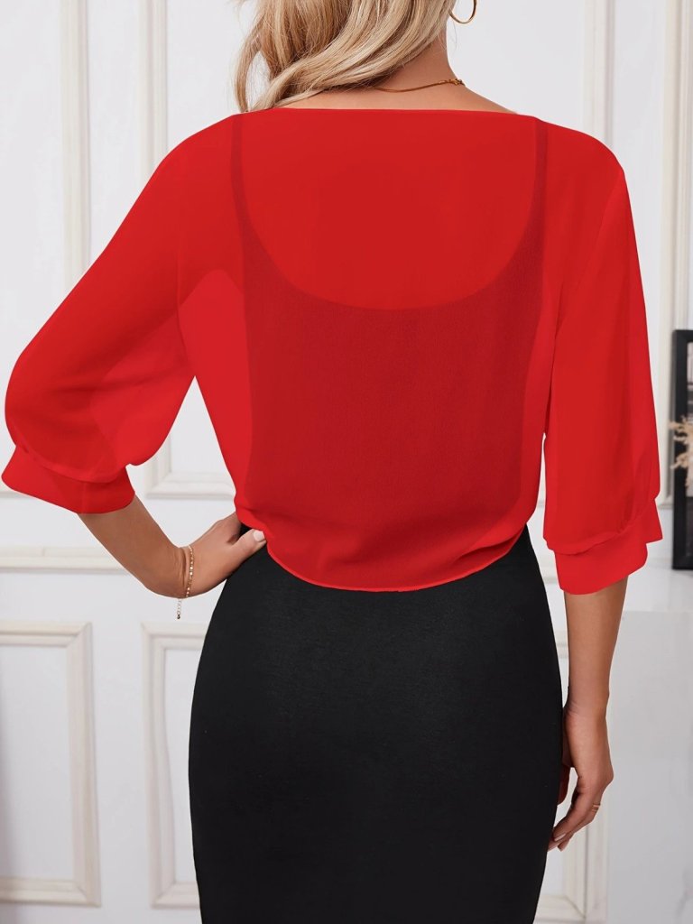 Women's Trocar Sleeve Front Tie Short Chiffon Bolero Jacket