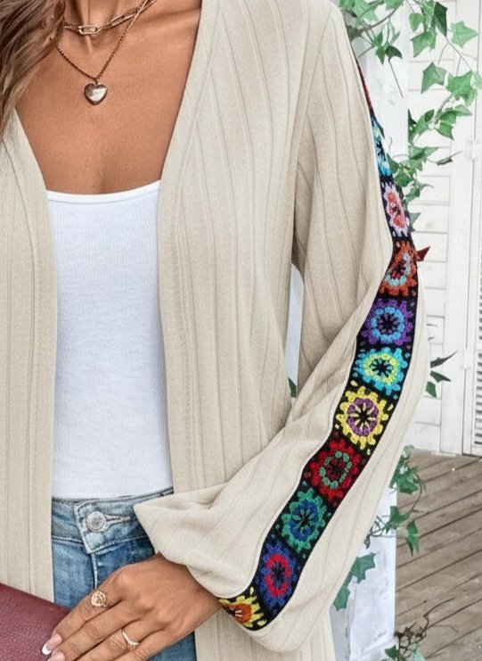 Women's Long Sleeve Open Front Brushed Ribbed Cardigan