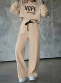 Women's Long Sleeve Nope Print Ribbed Waist Two-Piece Set