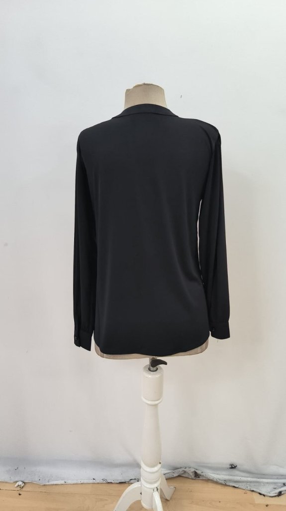 Women's Long Sleeve Collared Neck Tie Button-Up Sandy Blouse