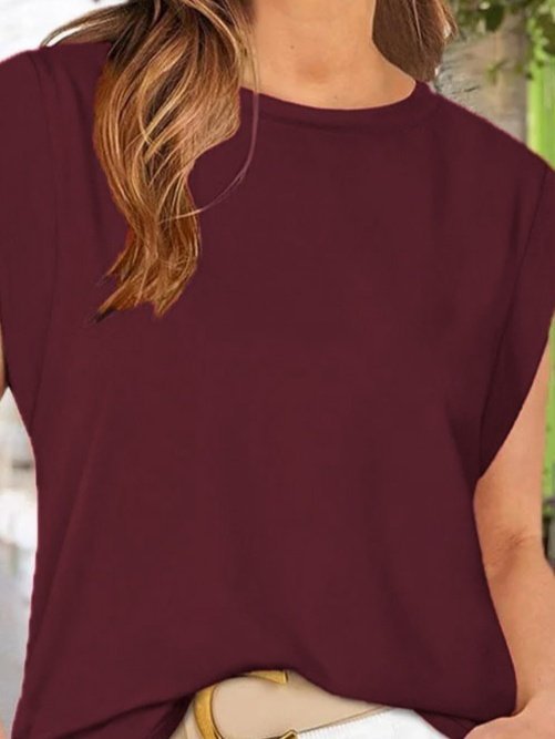Women's Short Sleeve Crew Neck Viscose Blouse
