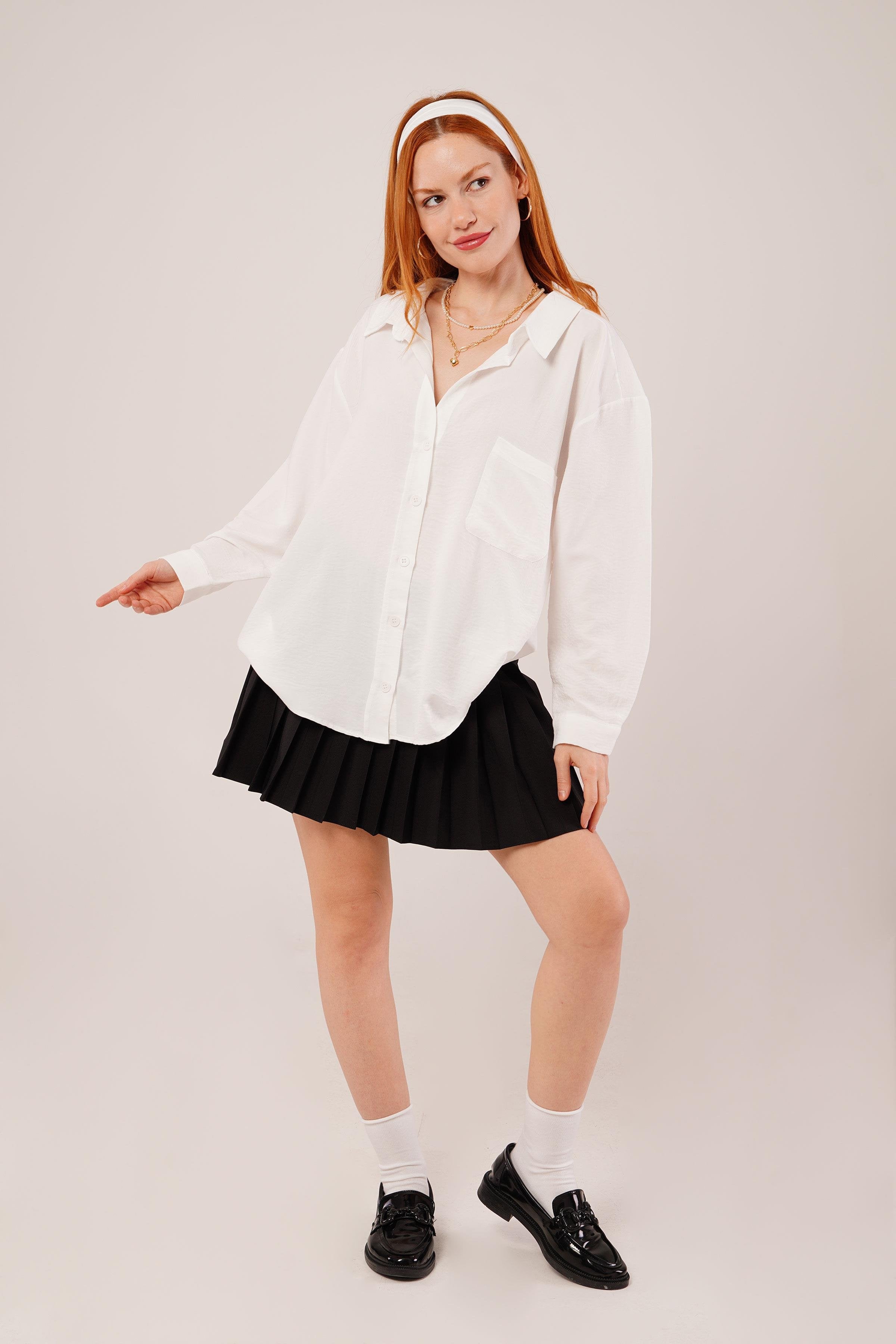 Basic Oversize Beyaz Gömlek