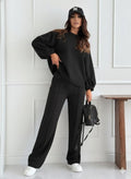 Women's Long Sleeve Loose Fit Modal Blouse and Pants Two-Piece Set