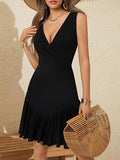 Women's Strappy Wrap-Neck Ruffled Iridescent Crepe Dress