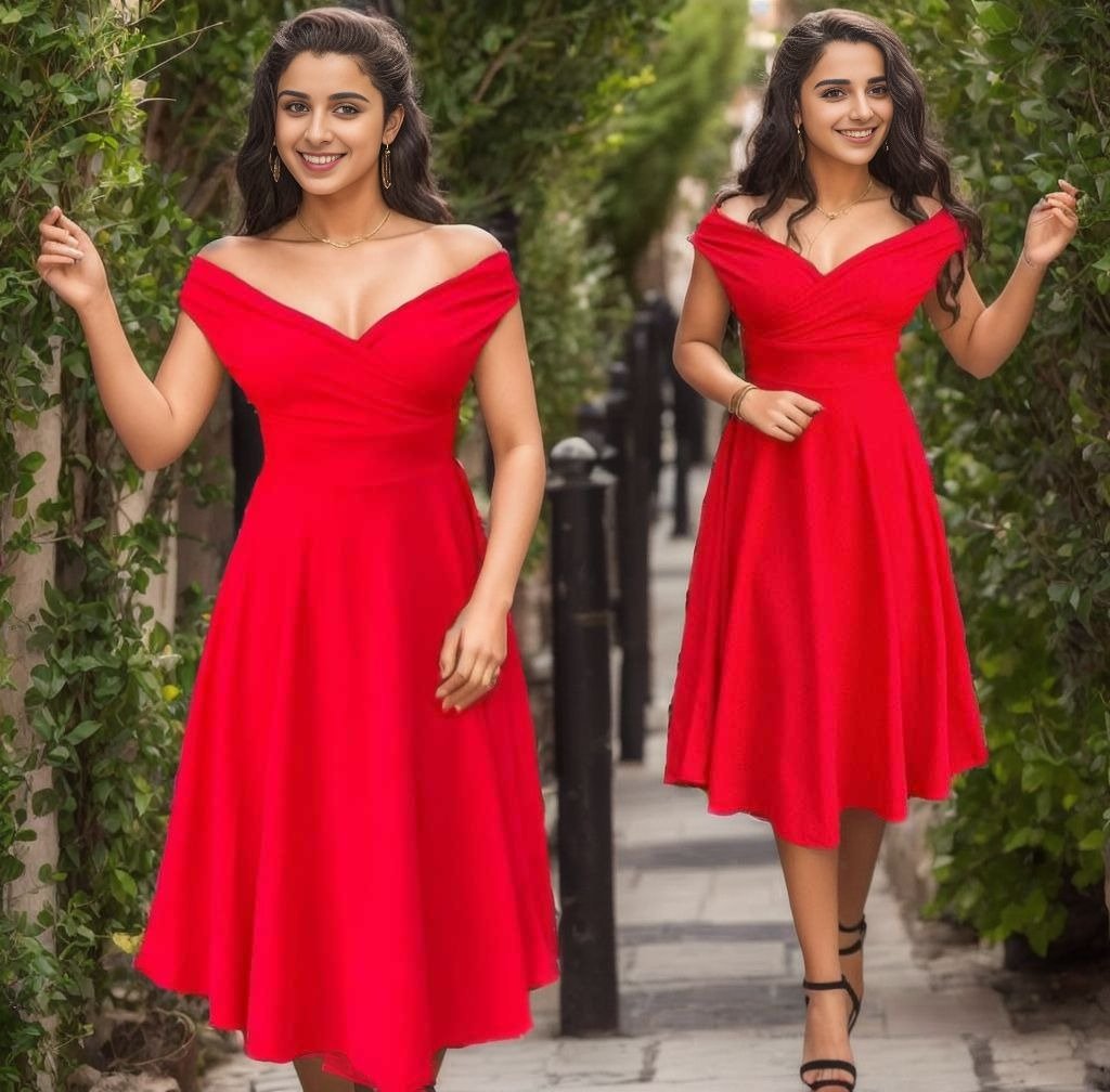 Women's Short Sleeve Crossover Neckline Ruffled Crepe Dress