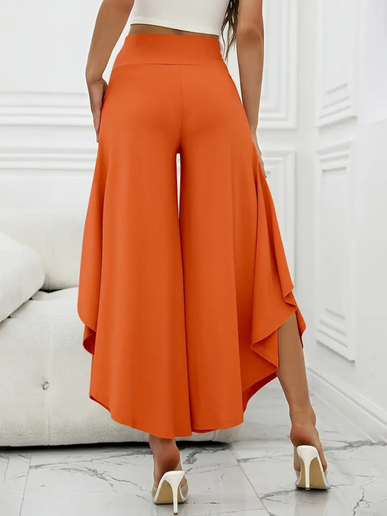 Women's High Waisted Wide Leg Side Slit Sandy Pants
