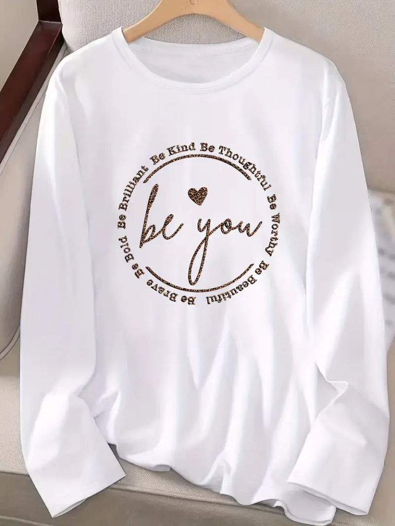 Women's Long-Sleeve Crewneck Viscose Blouse with Youdesen Detail