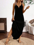 Women's Viscose Round Neck Asymmetrical Detail Strap Dress