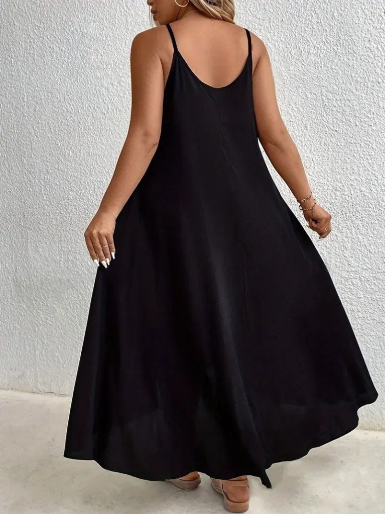 Women's Asymmetrical Viscose Dress with Ring Detail and Teardrop Cutout Neckline