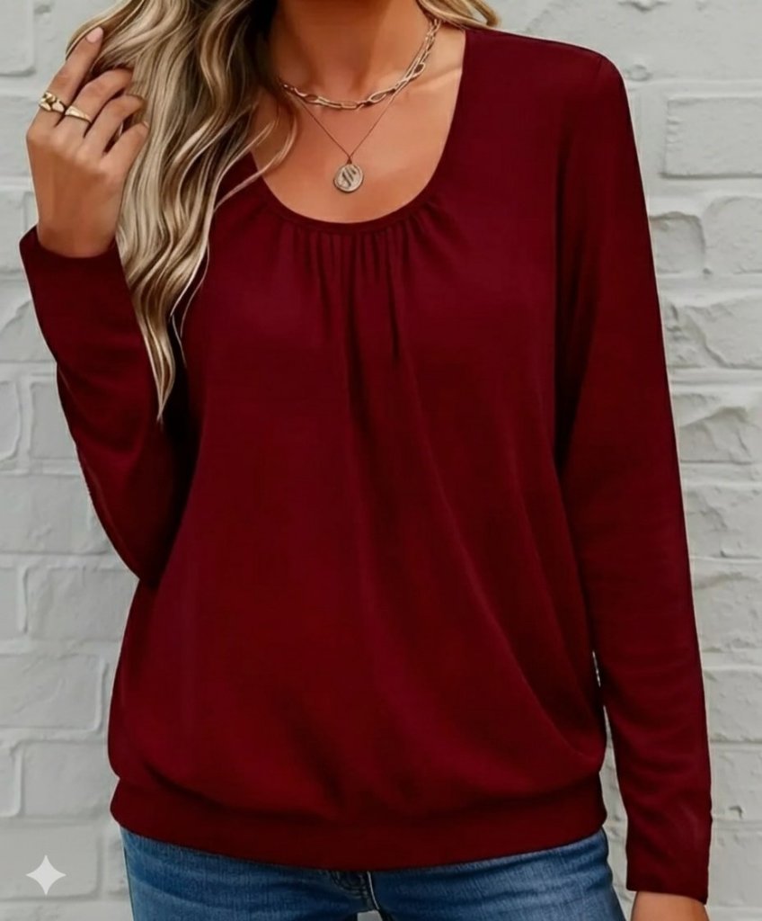 Women's Long Sleeve Round Neck Viscose Blouse