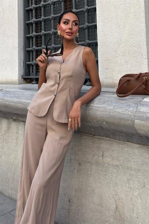 Back-Laced Vest Plazza Pants Modal Set 10202-08