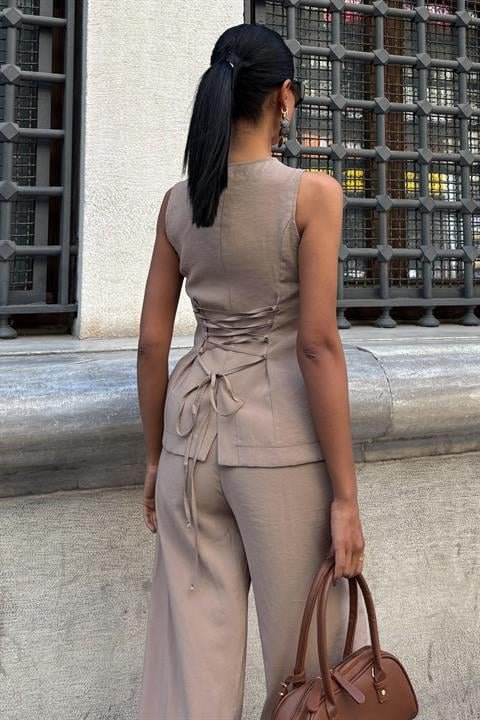 Back-Laced Vest Plazza Pants Modal Set 10202-08