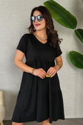 Women's Short Sleeve V-Neck Viscose Dress