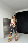 Patterned Shirt And Patterned Pants Set