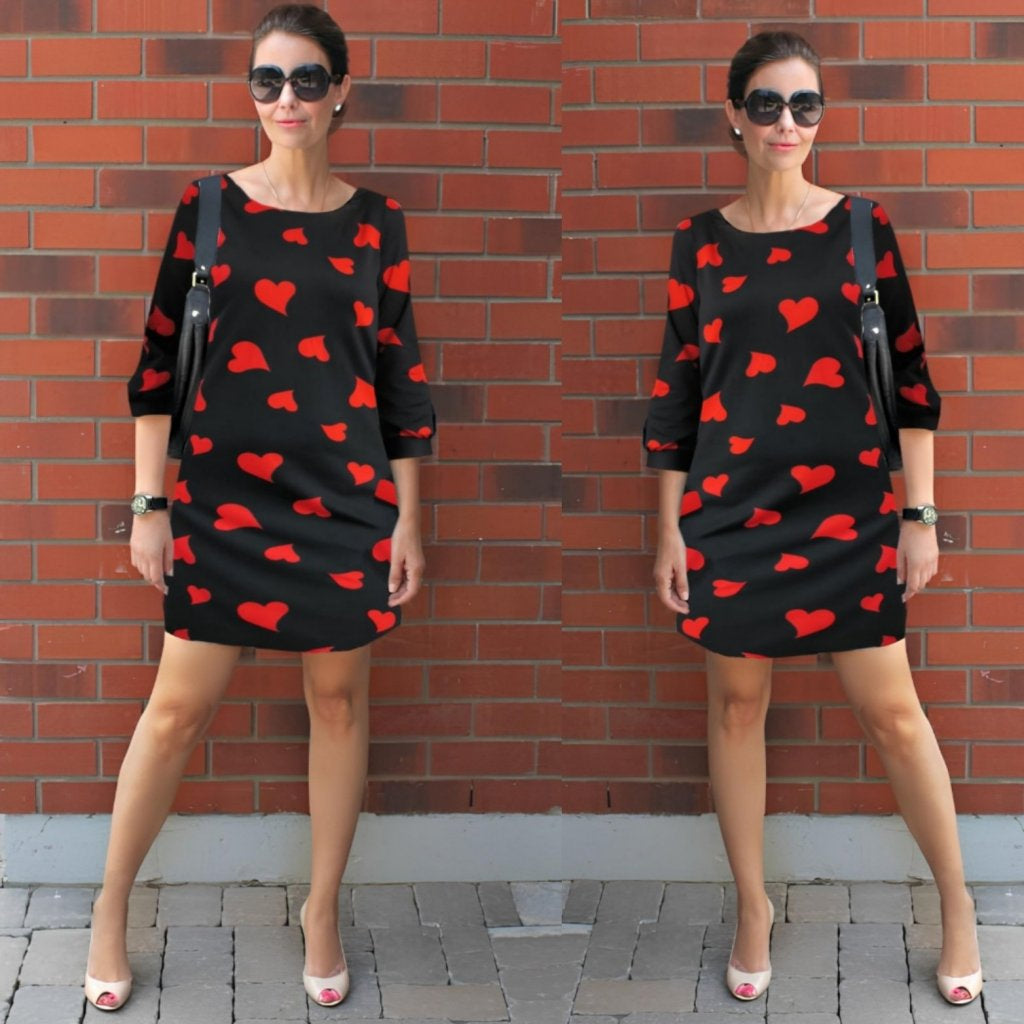 Women's Long Sleeve Crew Neck Scuba Mini Dress