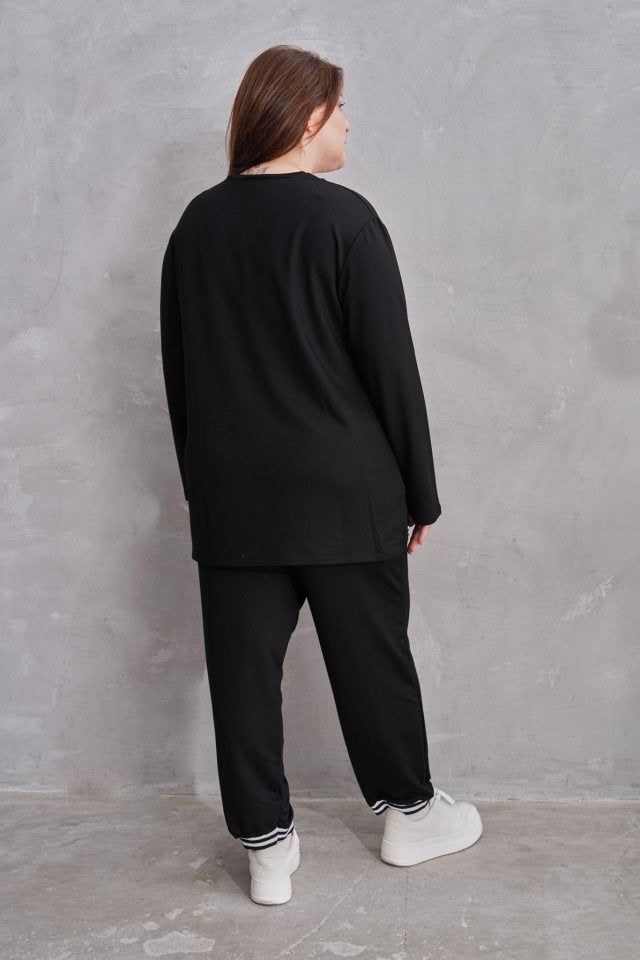 Women's New Season Long-Sleeve Ribbed Detail Two-Piece Set