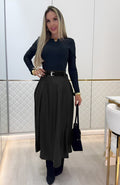 Women's High Waisted Maxi Leather Skirt Without Belt