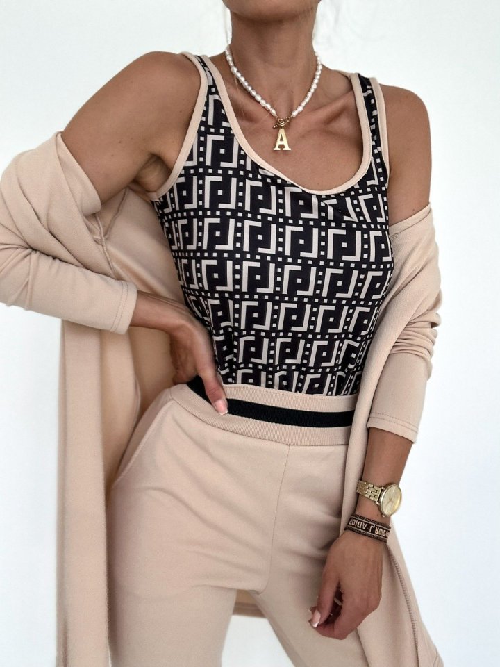 Women's Long-Sleeved Crepe Three-Piece Set