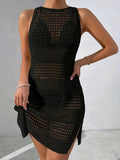 Women's Strappy Deep Back Cutout Open-knit Kaftan