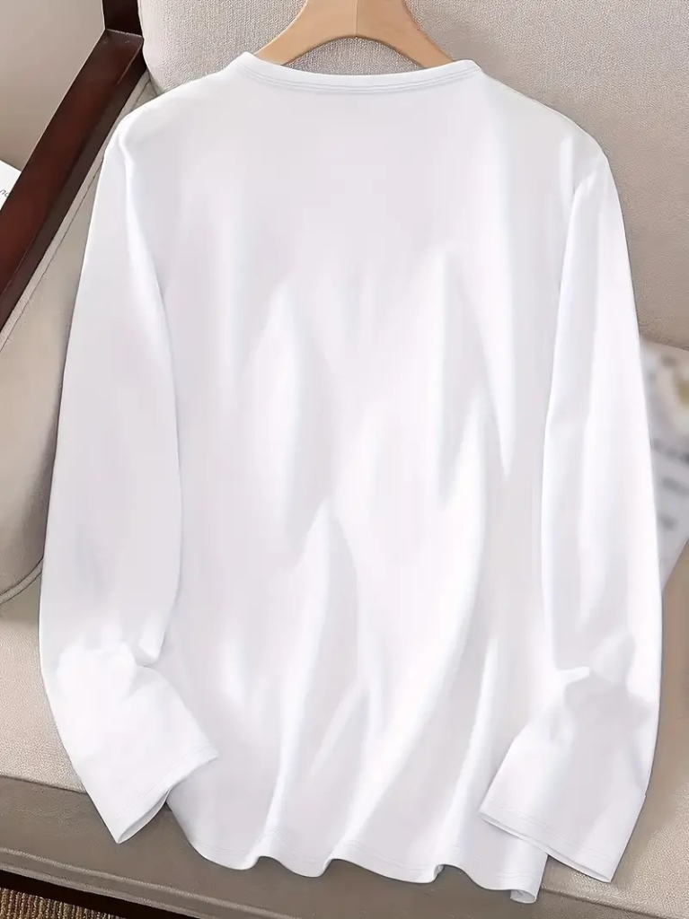 Women's Long Sleeve Crew Neck Dog Print Viscose Blouse